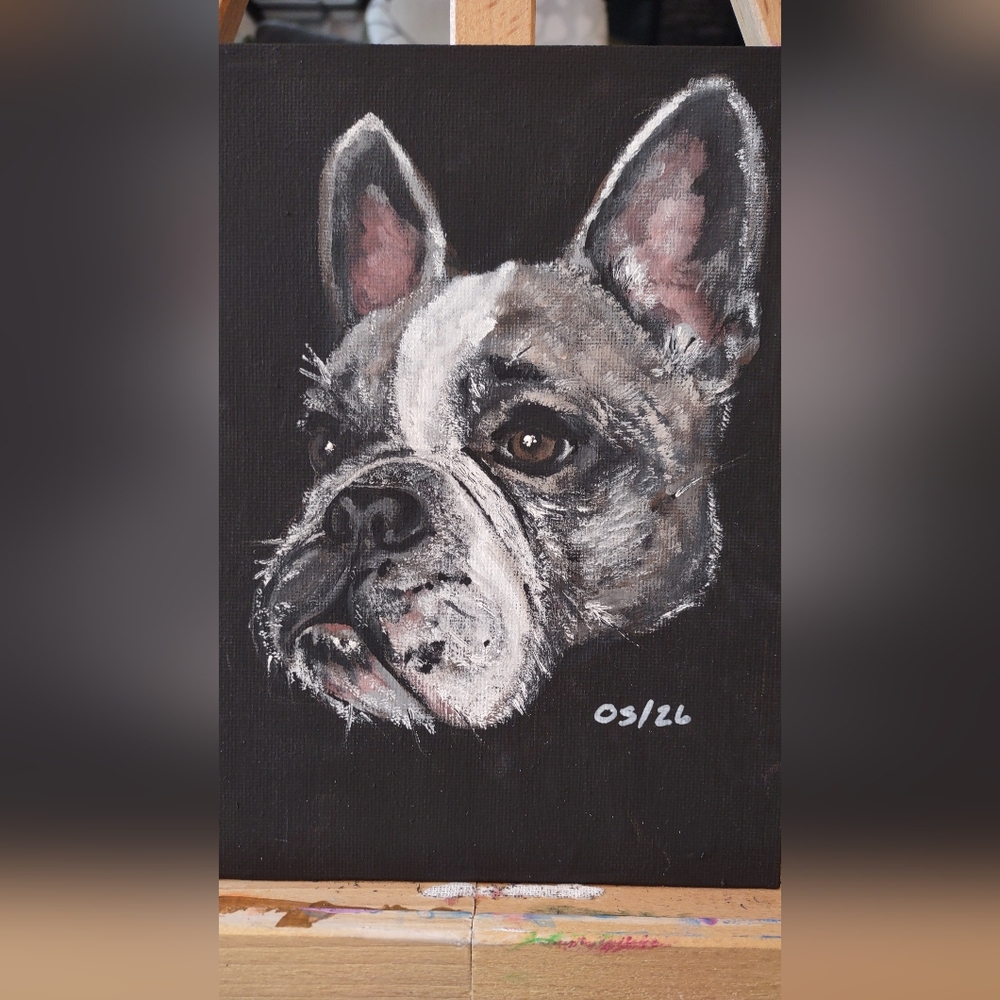 French Bulldog Acrylic Painting Original Art 6"X8"